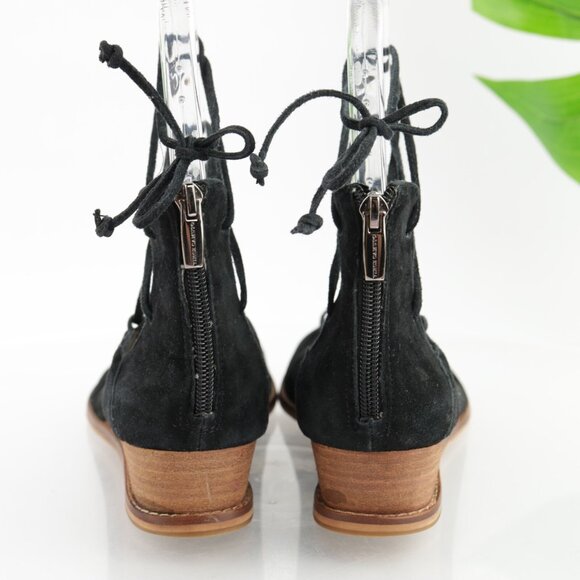 Vince Camuto Womens Rochela Sandal Size 9.5 Black Suede Ankle Lace Up Wedge Shoe - Picture 6 of 10